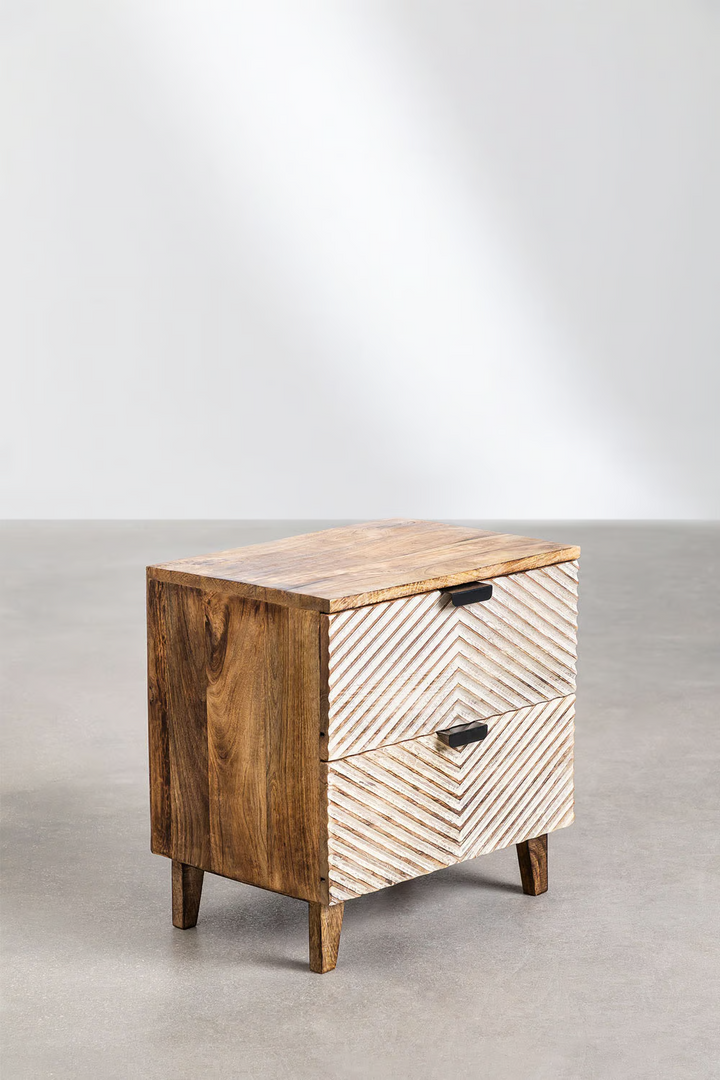 Mango Wood Nightstand Table | Wooden Bedside Table - Ingrid