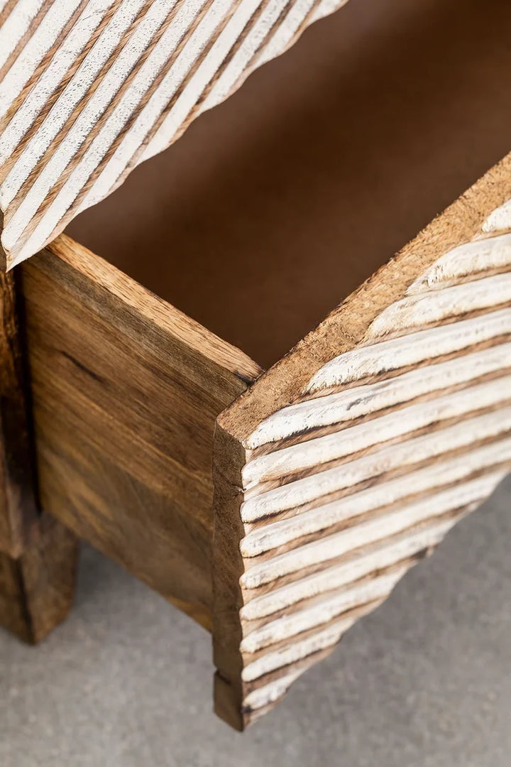 Mango Wood Nightstand Table | Wooden Bedside Table - Ingrid