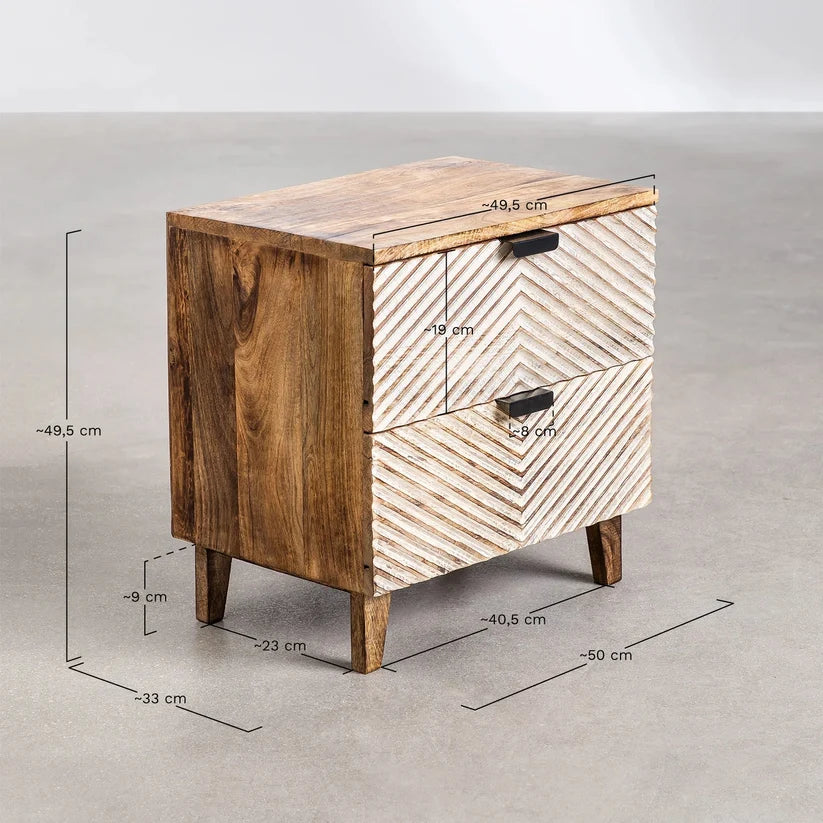 Mango Wood Nightstand Table | Wooden Bedside Table - Ingrid