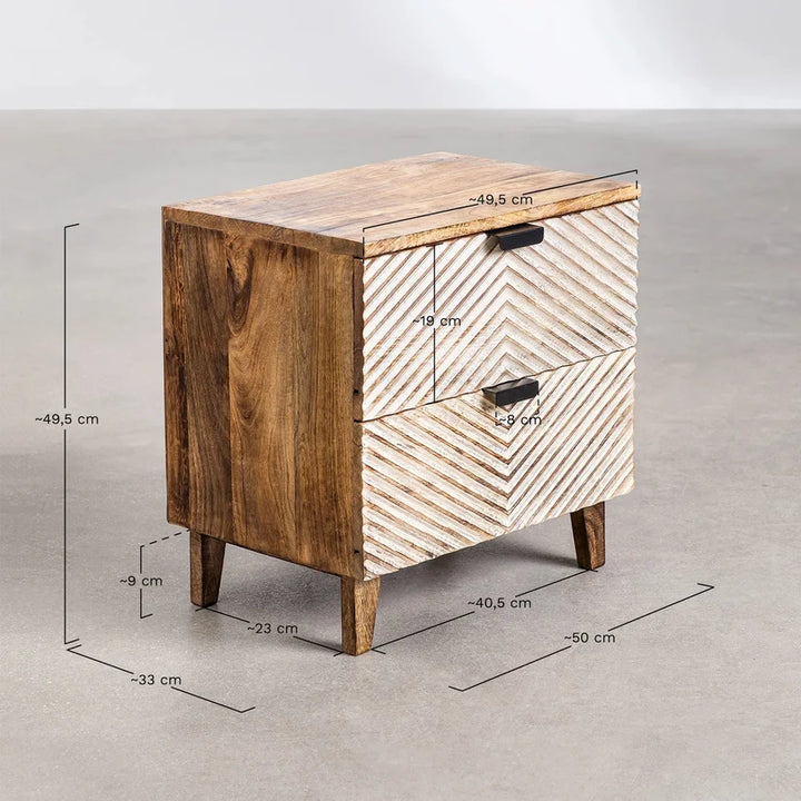 Mango Wood Nightstand Table | Wooden Bedside Table - Ingrid