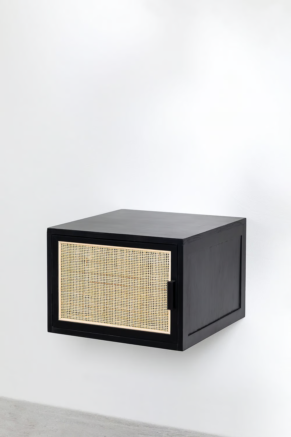 Rattan & Wood Wall-Mounted Bedside Table - Gemma