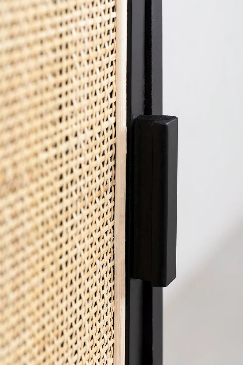 Rattan & Wood Wall-Mounted Bedside Table - Gemma