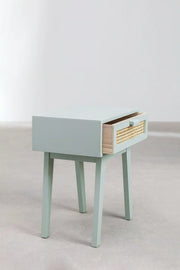 Rattan & Mango Wood Bedside Table - Lucan