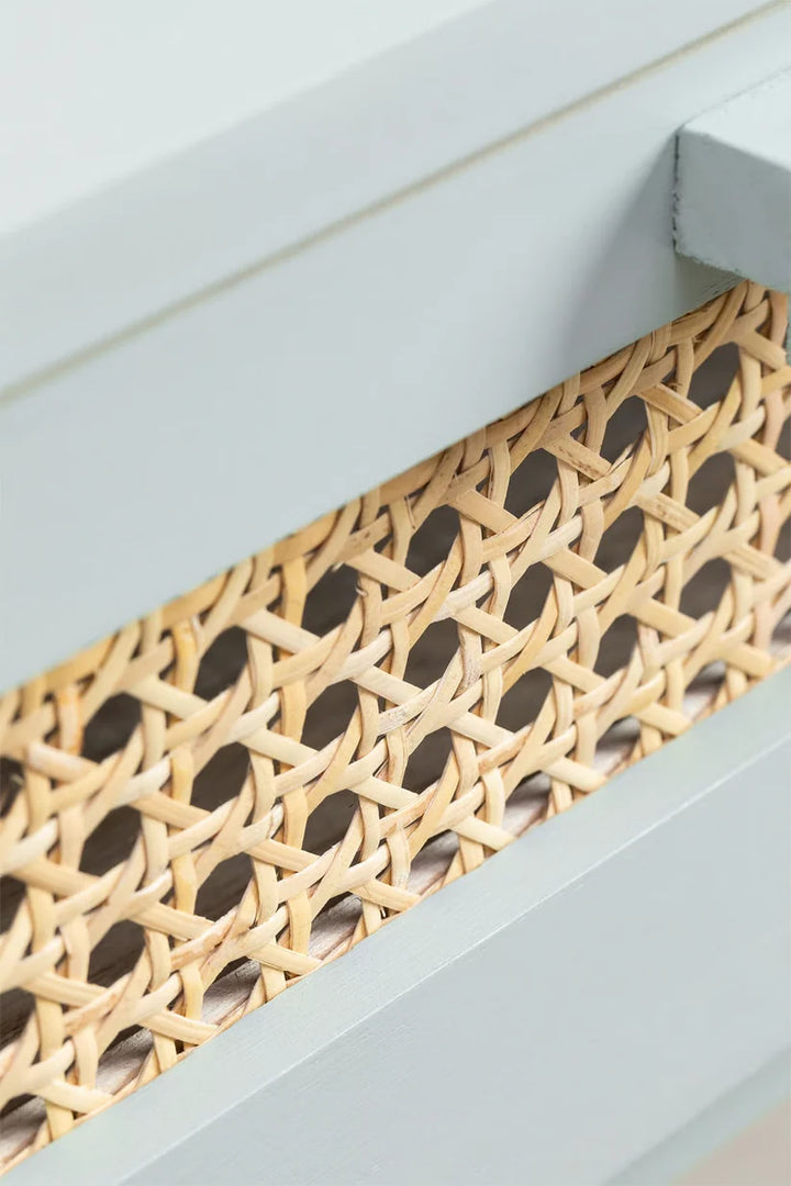 Rattan & Mango Wood Bedside Table - Lucan