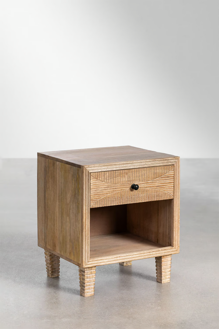 Mango Wood Bedside Table | Wooden Bedside Table - Piper