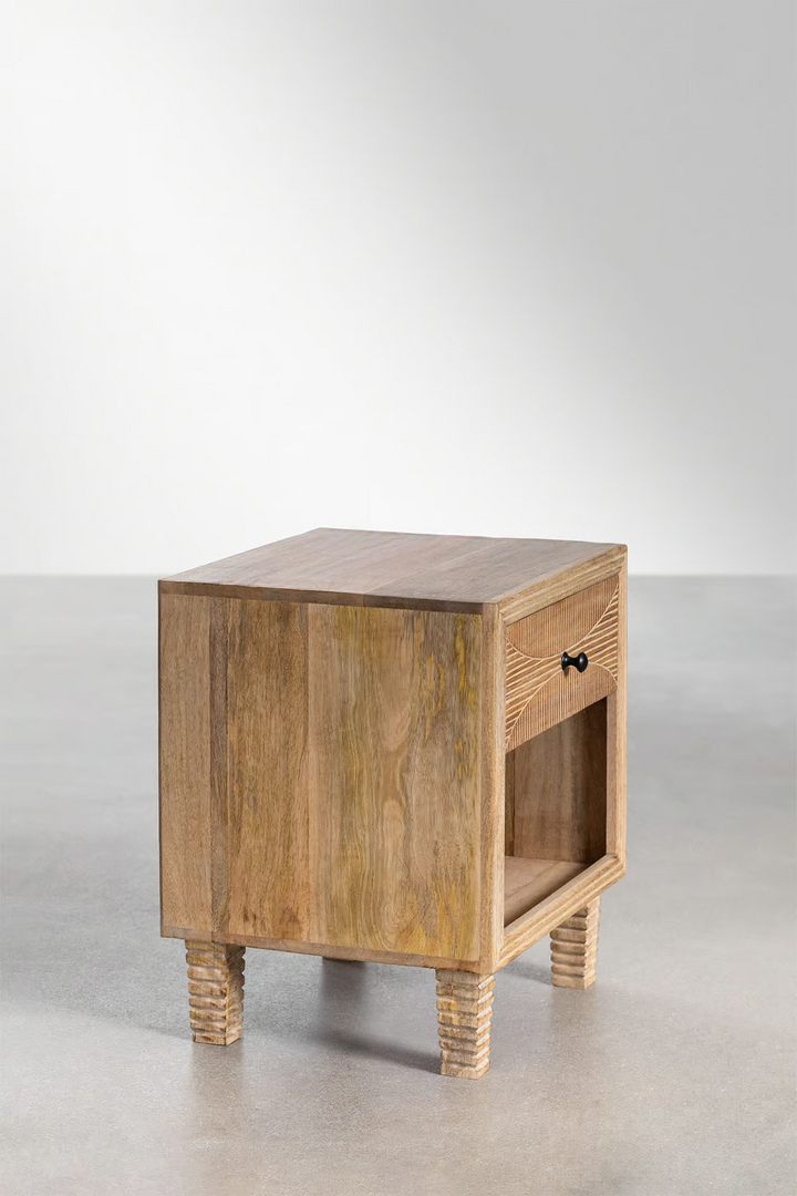 Mango Wood Bedside Table | Wooden Bedside Table - Piper