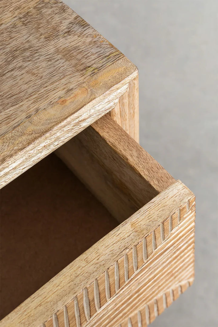 Mango Wood Bedside Table | Wooden Bedside Table - Piper