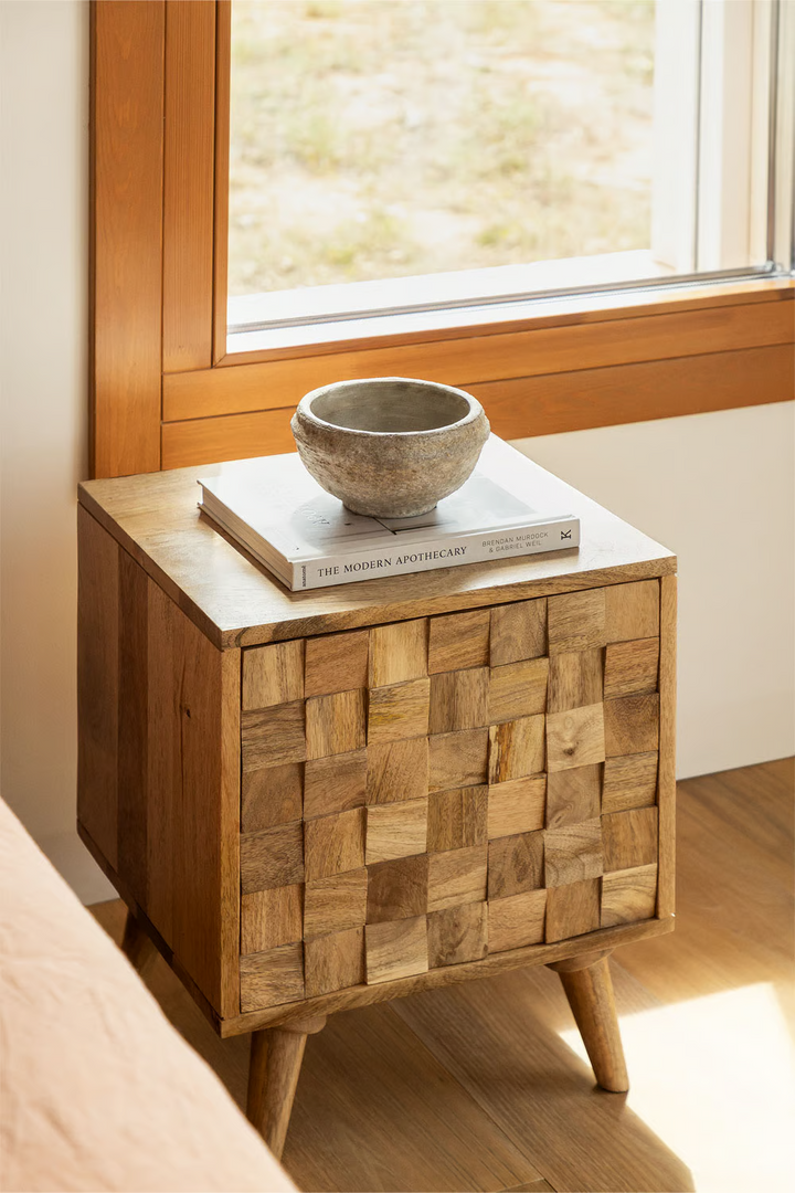 Mango Wood Bedside Table | Wooden Bedside Table- Carson