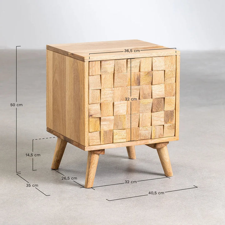 Mango Wood Bedside Table | Wooden Bedside Table- Carson