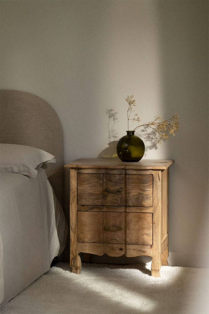 Mango Wood Bedside Table | Wooden Bedside Table - Ellison