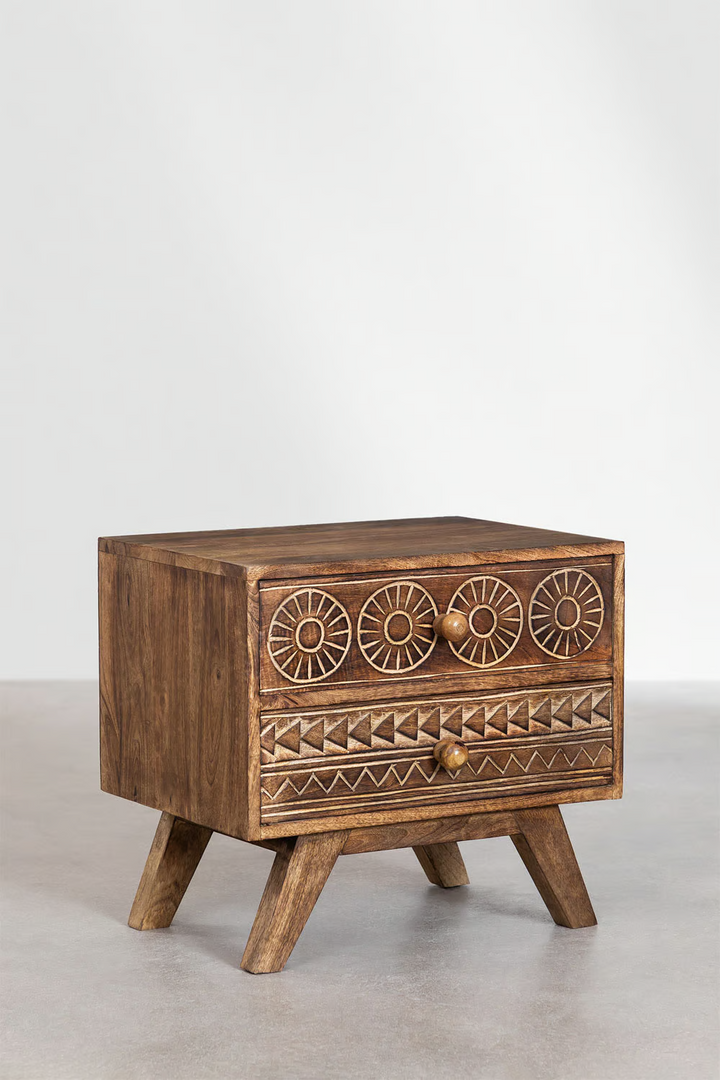 Mango Wood Bedside Table | Wooden Bedside Table - Tyler