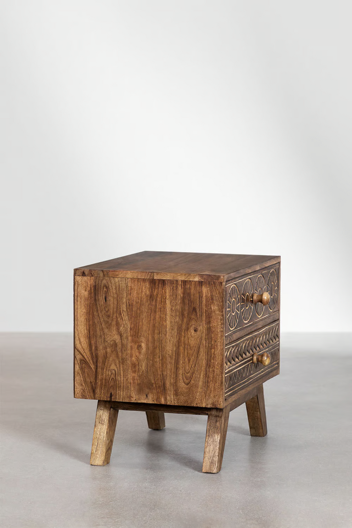 Mango Wood Bedside Table | Wooden Bedside Table - Tyler