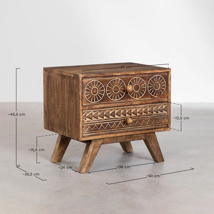 Mango Wood Bedside Table | Wooden Bedside Table - Tyler
