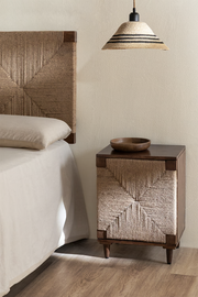 Mango Wood & Jute Bedside Table for Bedroom - Daisy