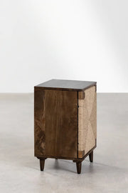 Mango Wood & Jute Bedside Table for Bedroom - Daisy