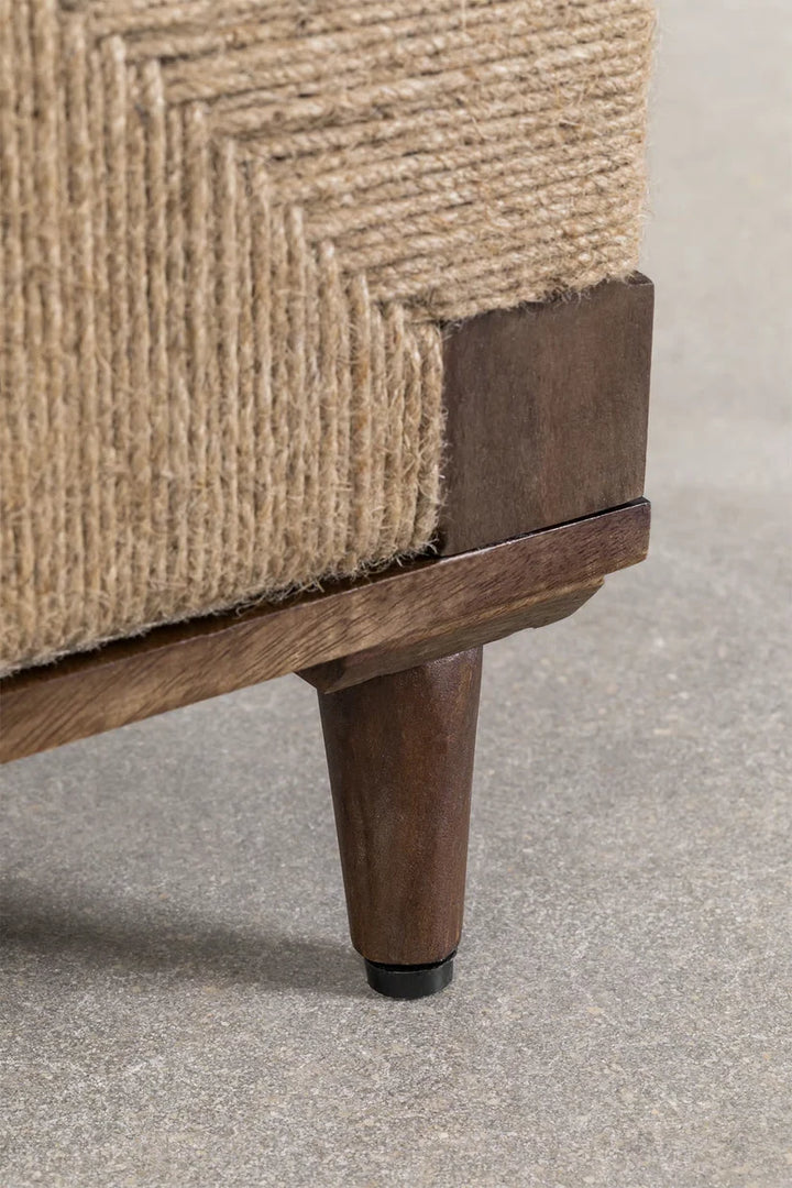 Mango Wood & Jute Bedside Table for Bedroom - Daisy