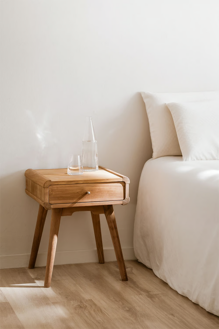 Mango Wood Bedside Table | Wooden Bedside Table - Iris