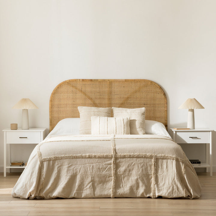 Mango Wood Rattan Headboard For Bed | Cane Headboard For Bed - Lena