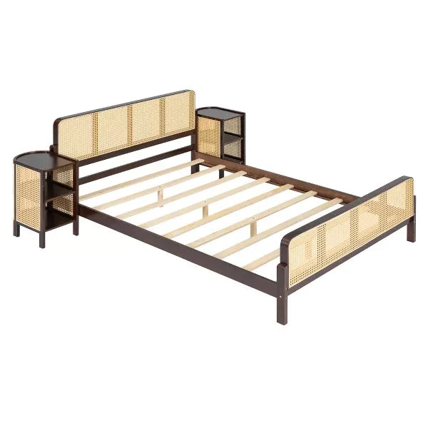 Rattan & Cane Wood Bed for Bedroom  - Warden