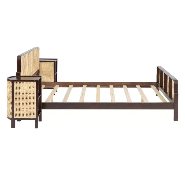 Rattan & Cane Wood Bed for Bedroom  - Warden