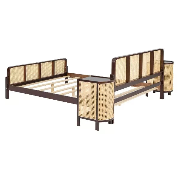 Rattan & Cane Wood Bed for Bedroom  - Warden