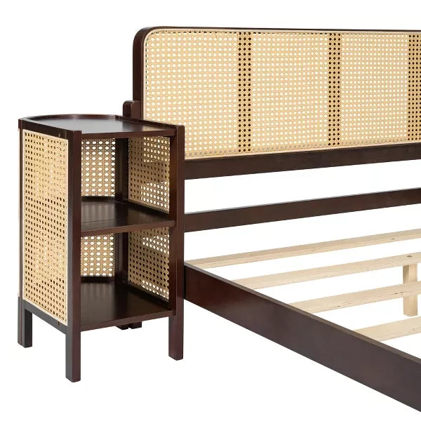 Rattan & Cane Wood Bed for Bedroom  - Warden