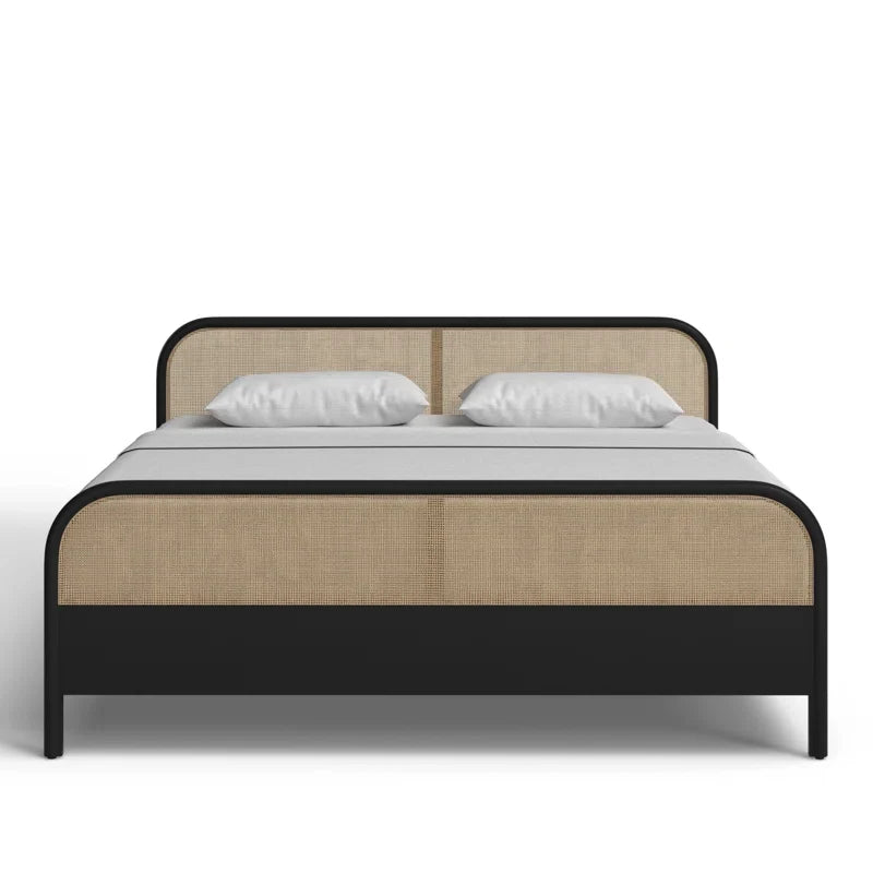 Rattan Cane Bed King Size for Bedroom | Solid Wood Frame - Liron