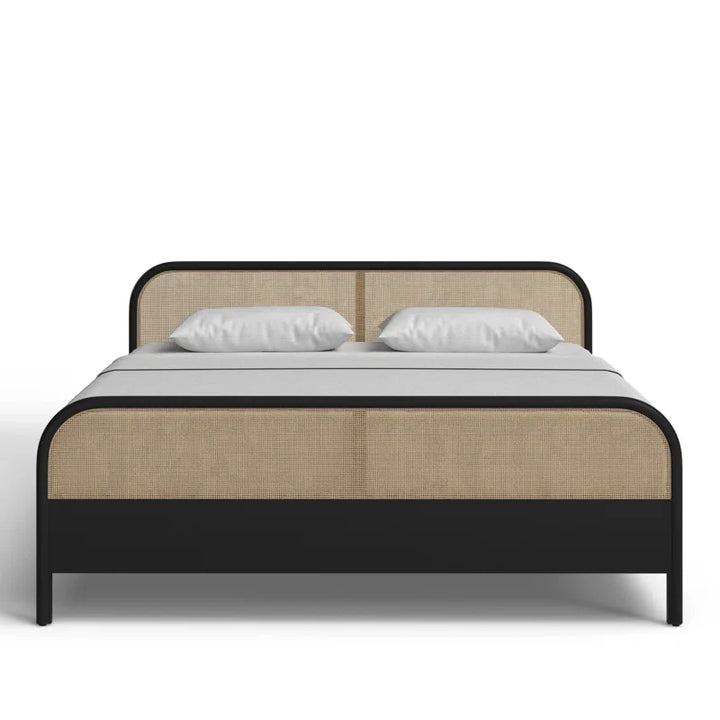 Rattan Cane Bed King Size for Bedroom | Solid Wood Frame - Liron