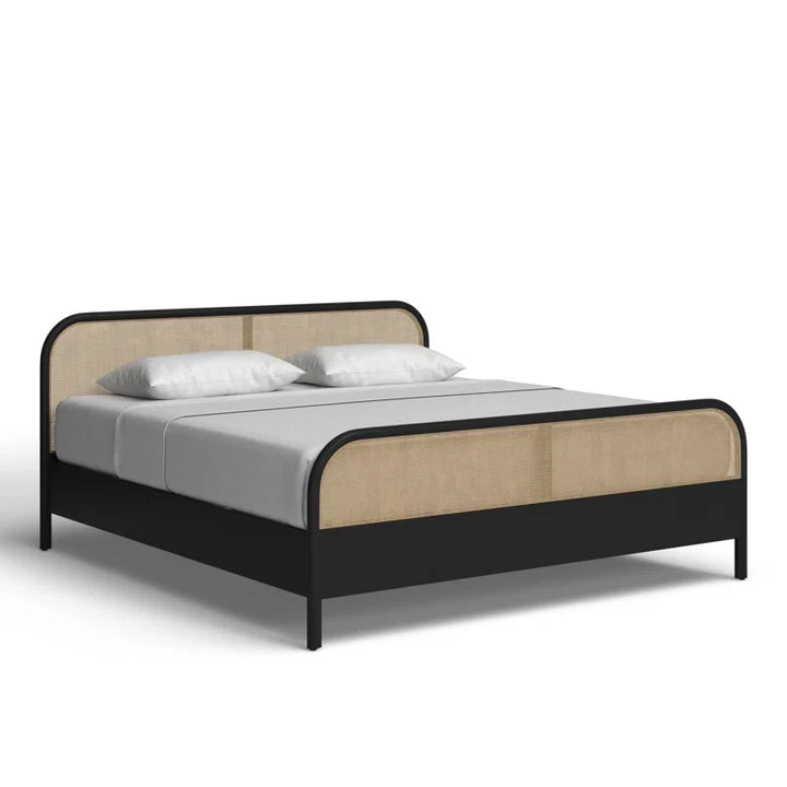 Rattan Cane Bed King Size for Bedroom | Solid Wood Frame - Liron
