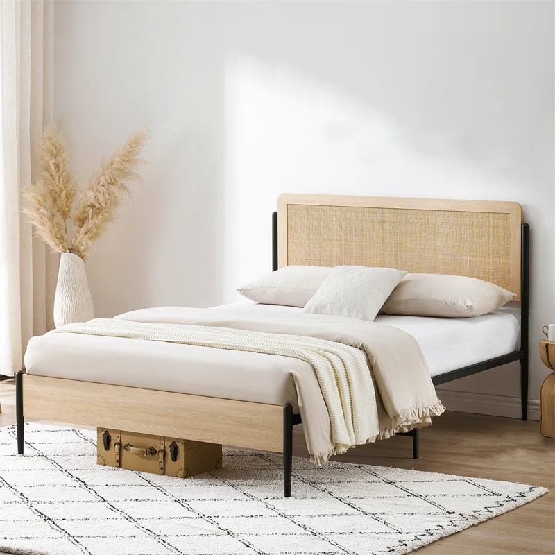 Solid Wood Rattan Bed For Bedroom | Cane Bed For Home -Dahlia - Luxury Rattan Handicrafts  Bedroom > Beds & Bed Frames (Image 1)