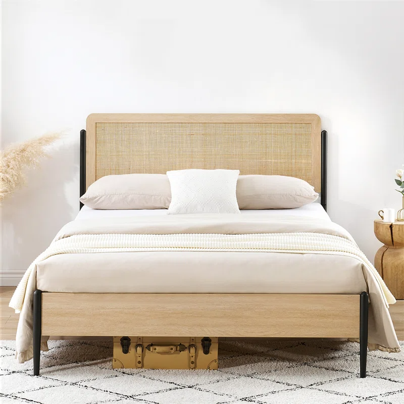 Solid Wood Rattan Bed For Bedroom | Cane Bed For Home -Dahlia - Luxury Rattan Handicrafts  Bedroom > Beds & Bed Frames (Image 3)
