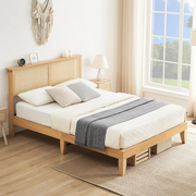 Solid Wood Rattan Bed For Bedroom | Cane Bed For Home -Ehan - Luxury Rattan Handicrafts  Bedroom > Beds & Bed Frames (Image 2)