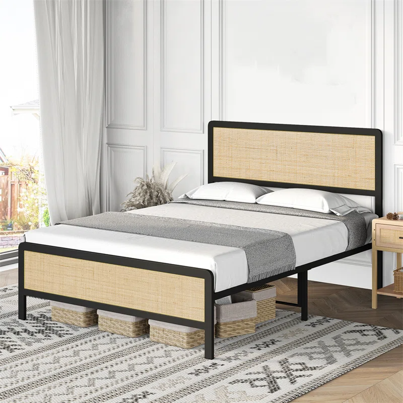 Solid Wood Rattan Bed For Bedroom | Cane Bed For Home -Lakit - Luxury Rattan Handicrafts  Bedroom > Beds & Bed Frames (Image 1)