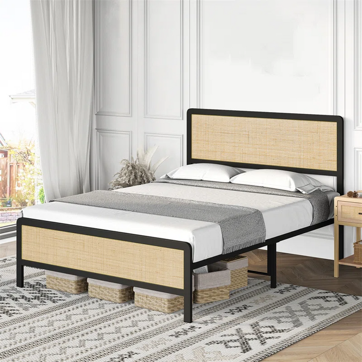 Solid Wood Rattan Bed For Bedroom | Cane Bed For Home -Lakit - Luxury Rattan Handicrafts  Bedroom > Beds & Bed Frames (Image 1)