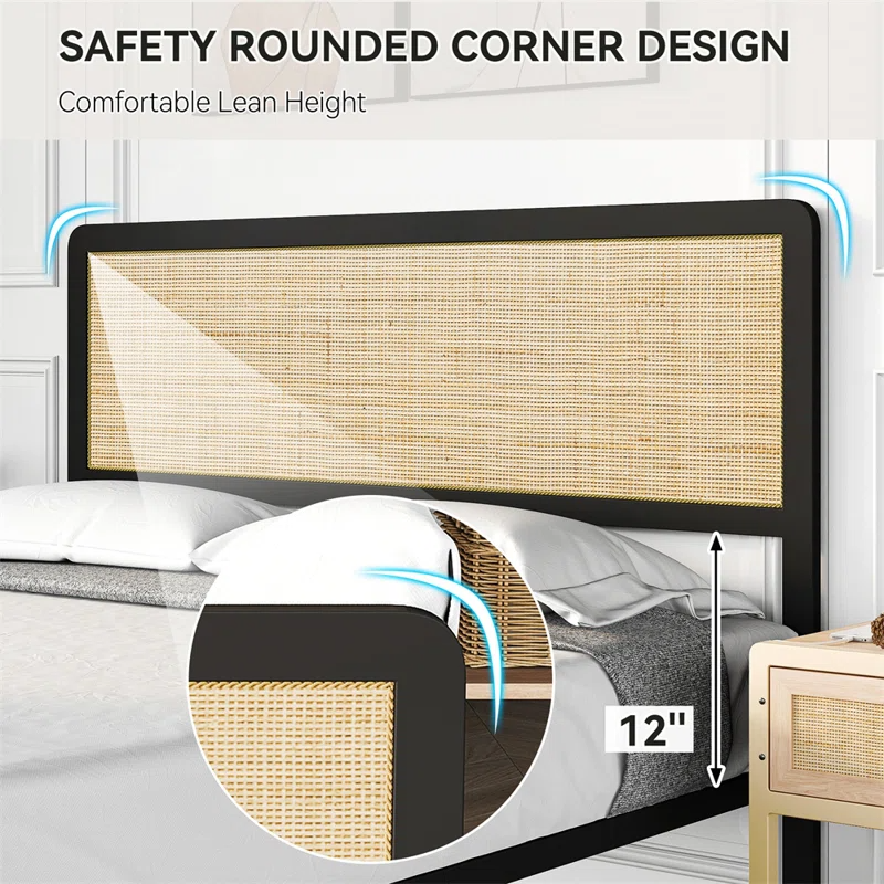 Solid Wood Rattan Bed For Bedroom | Cane Bed For Home -Lakit - Luxury Rattan Handicrafts  Bedroom > Beds & Bed Frames (Image 3)