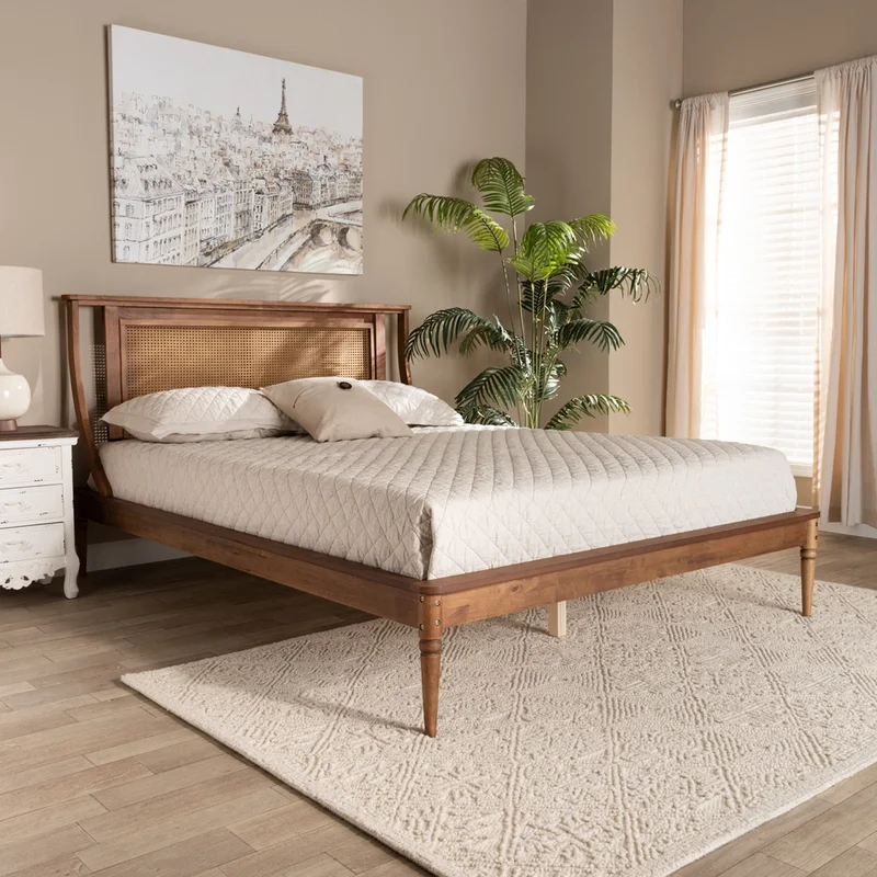 Solid Wood Rattan Bed For Bedroom | Cane Bed For Home -Purab - Luxury Rattan Handicrafts 