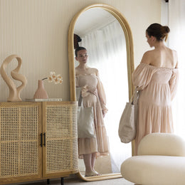 Rattan Floor Mirror - Anvay