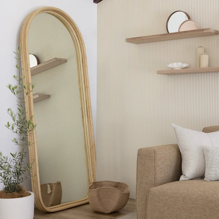 Rattan Floor Mirror for Living Room - Ulvric