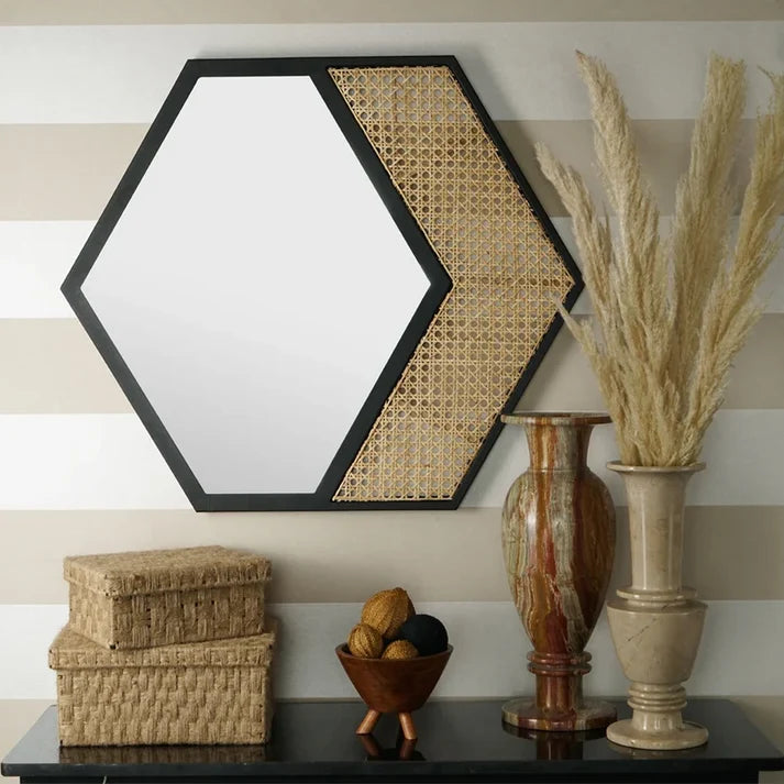 Rattan Wall Mirror for Living Room - Jarvin