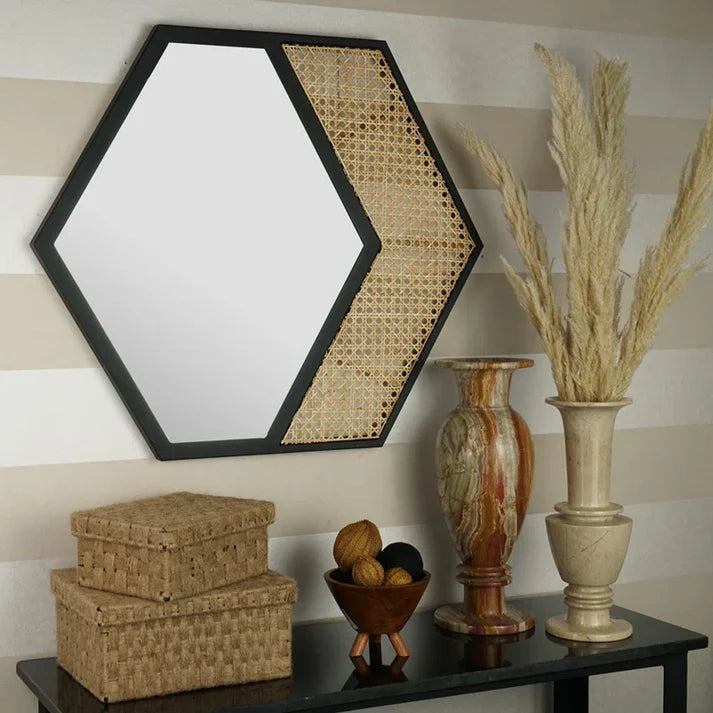 Rattan Wall Mirror for Living Room - Jarvin