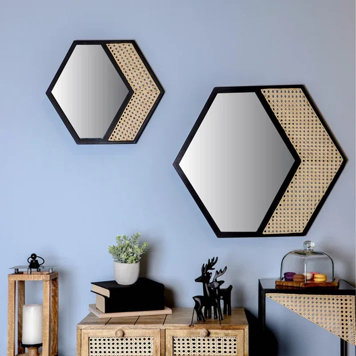 Rattan Wall Mirror for Living Room - Jarvin