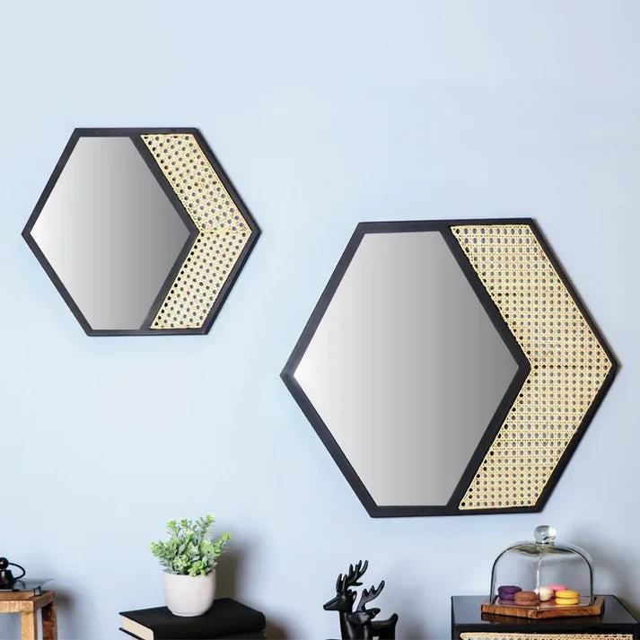 Rattan Wall Mirror for Living Room - Jarvin
