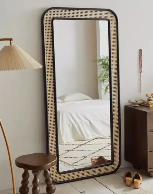 Rattan Wall Mirror for Living Room - Hendrixford
