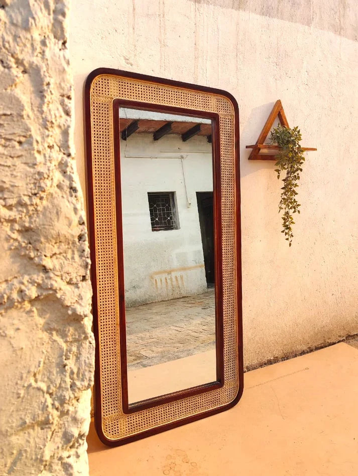 Rattan Wall Mirror for Living Room - Hendrixford