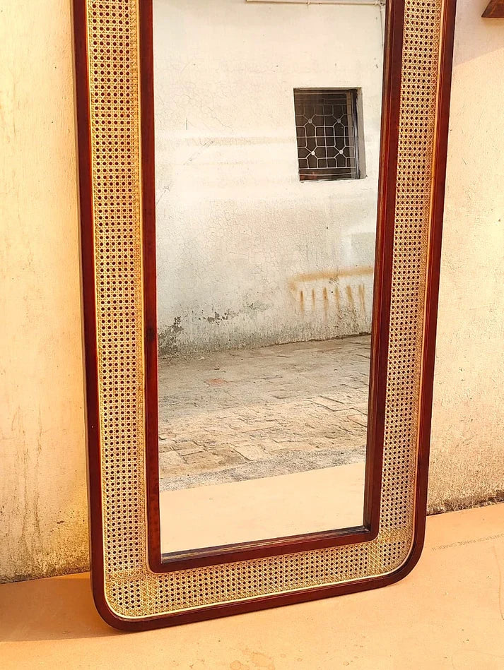 Rattan Wall Mirror for Living Room - Hendrixford