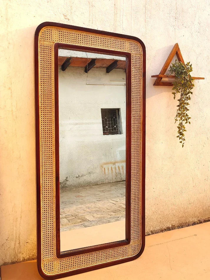 Rattan Wall Mirror for Living Room - Hendrixford