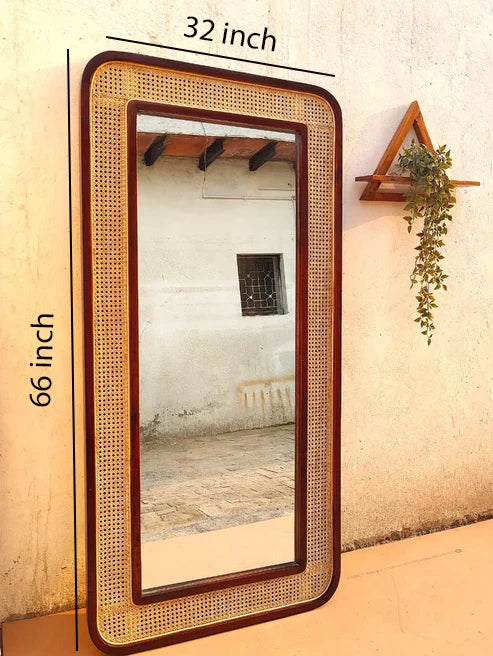 Rattan Wall Mirror for Living Room - Hendrixford