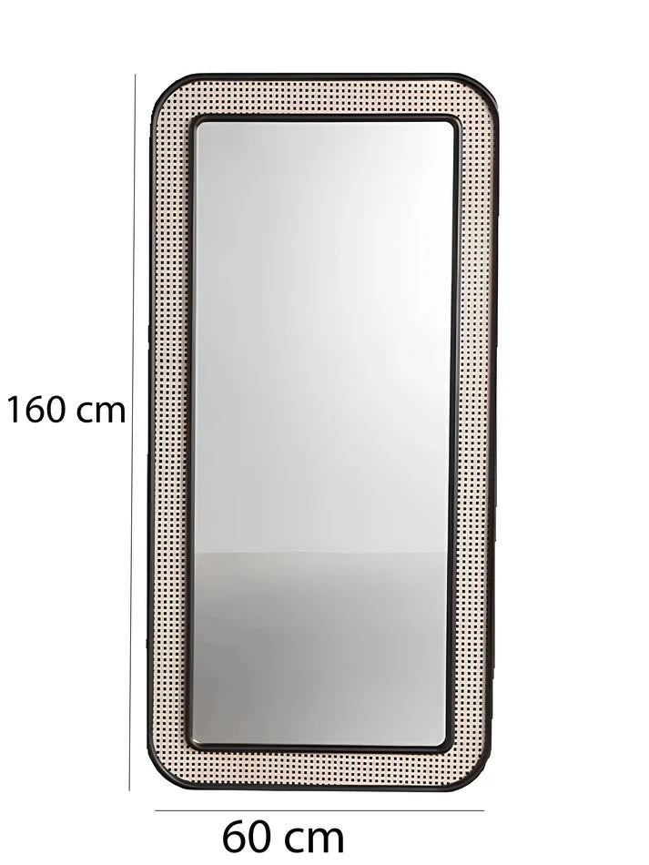 Rattan Wall Mirror 180 x 80 cm for Living Room - Ashwinfield