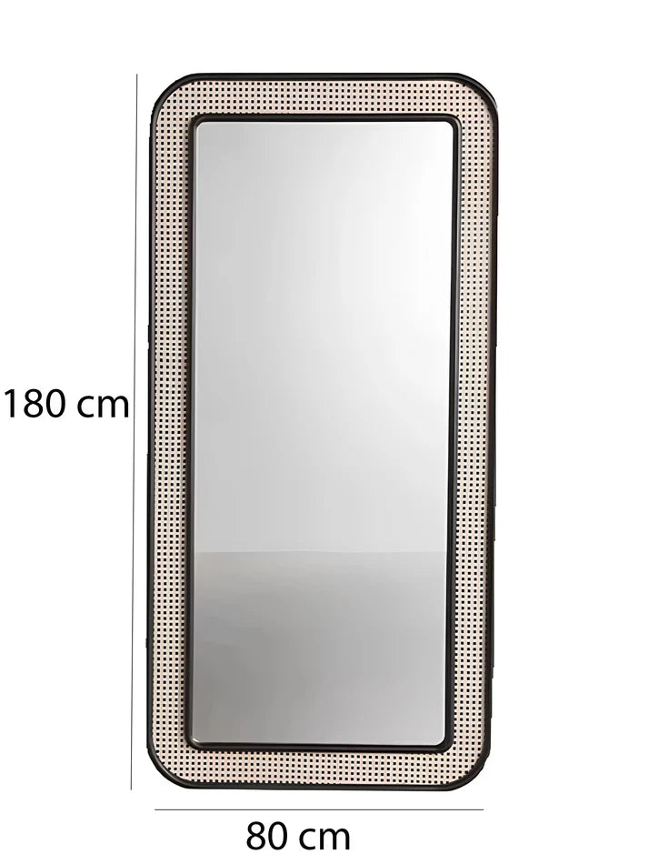 Rattan Wall Mirror 180 x 80 cm for Living Room - Ashwinfield