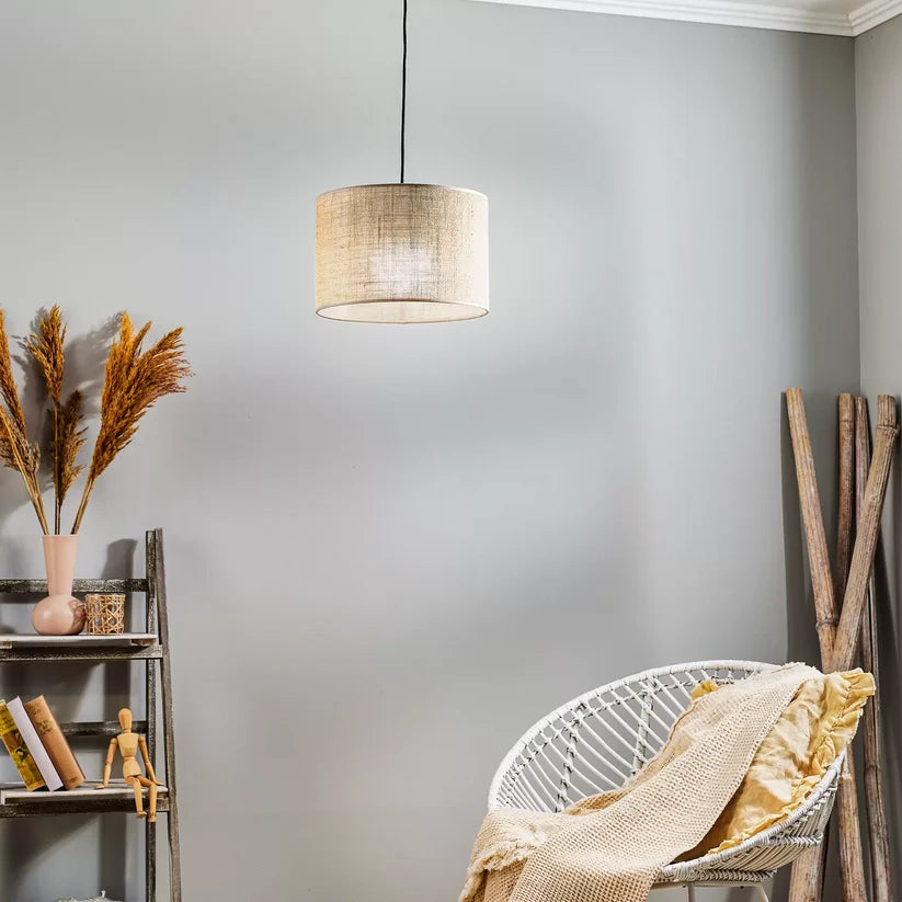 Jute Ceiling Light for Living Room | Natural Hanging Lamp - Liora